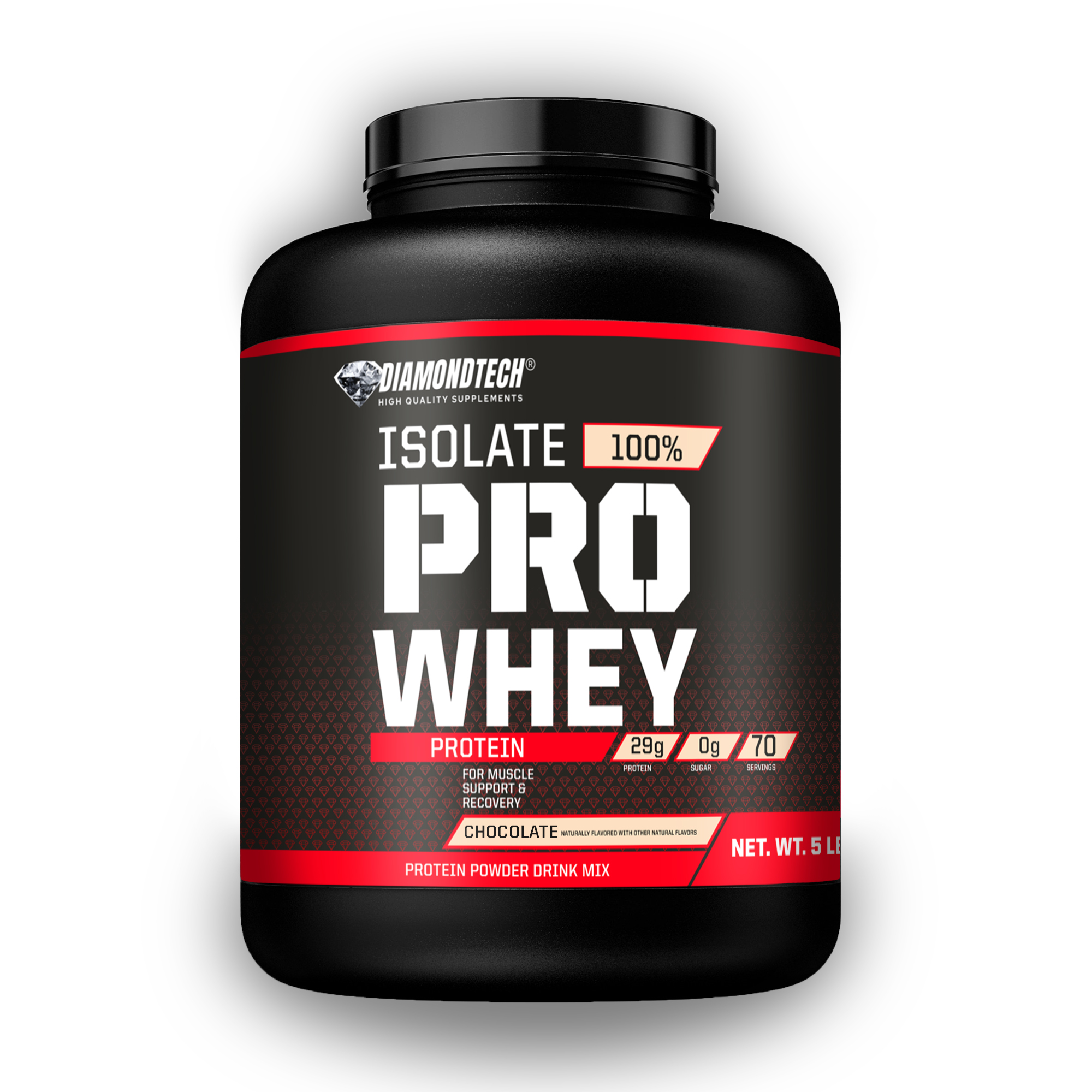 Proteína Pro Whey Isolate 5lbs (2.27kg) 70 servicios Diamondtech Chocolate
