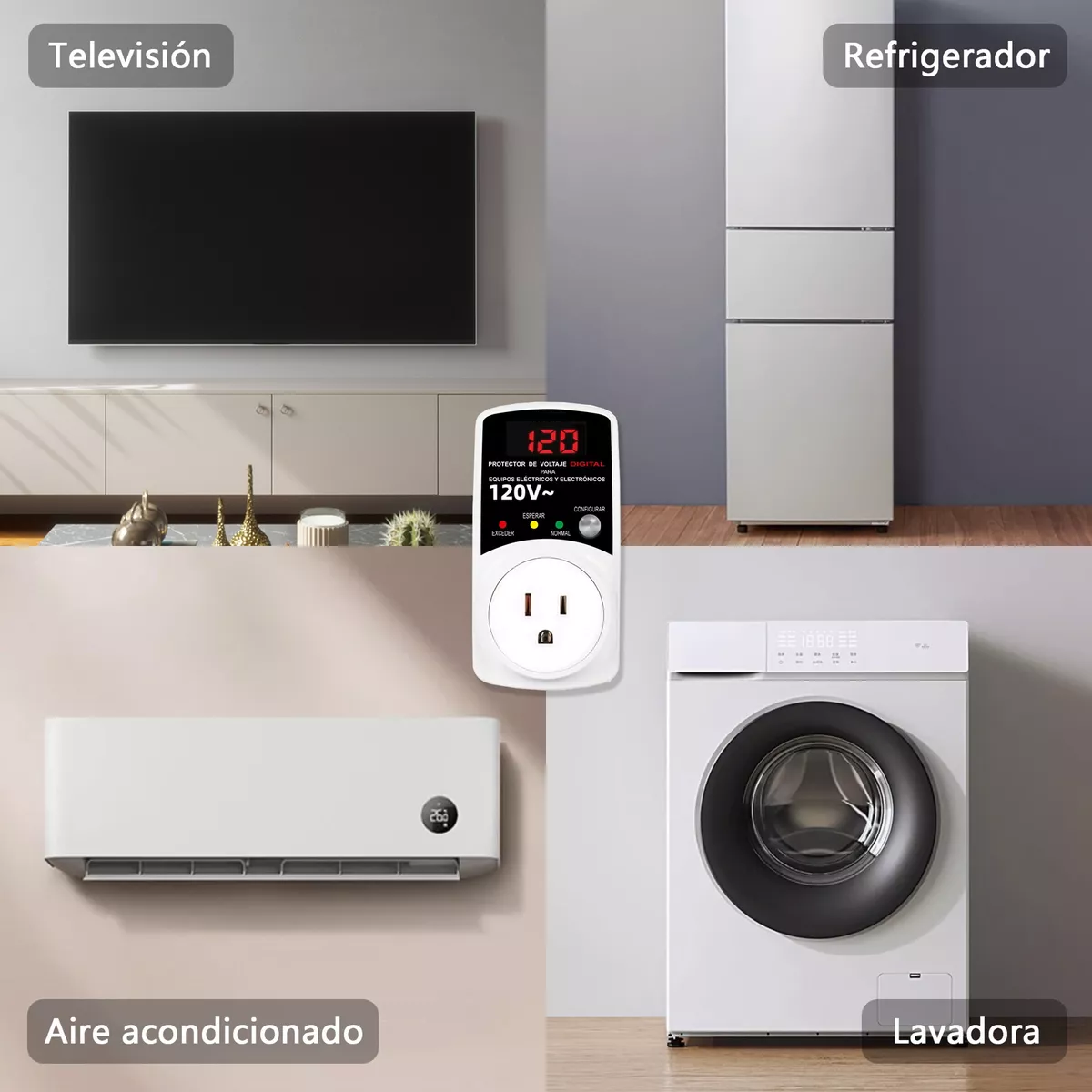 Protector Voltaje Ajustable, Refrigerador Aire Acondicionado