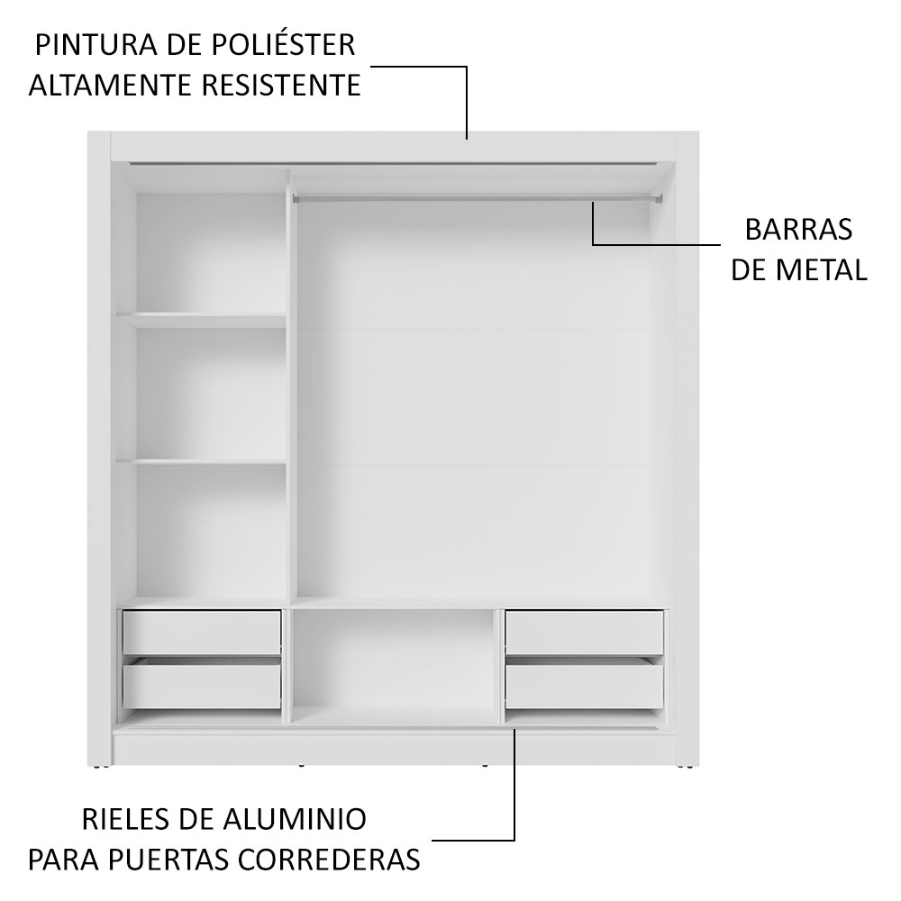 Ropero Closet Madesa 3 Puertas 1 Espejo BM 02