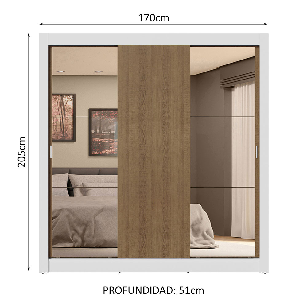 Ropero Closet Madesa 3 Puertas 1 Espejo BM 03
