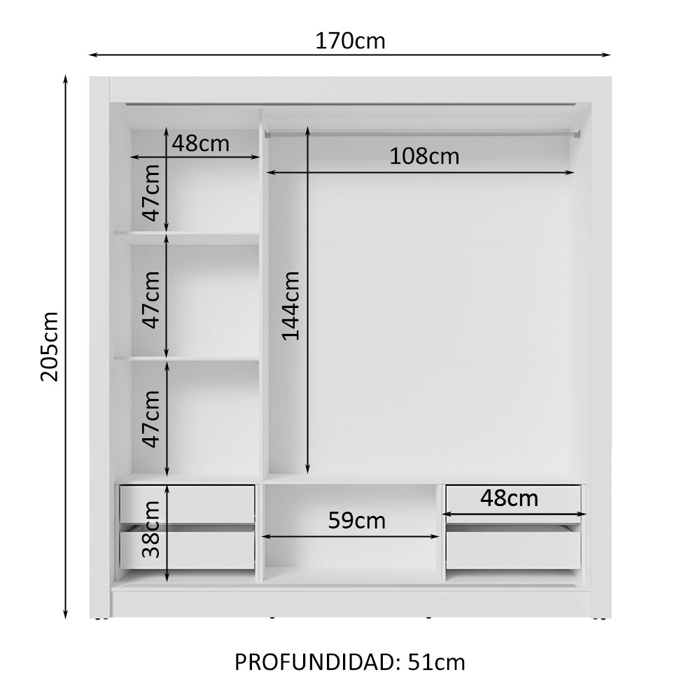 Ropero Closet Madesa 3 Puertas BM 02