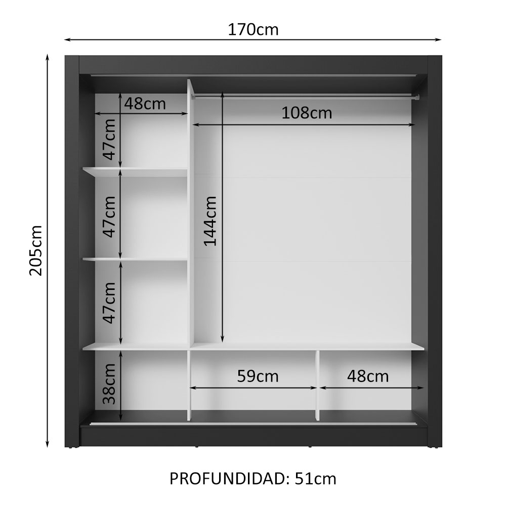 Ropero Closet Madesa 3 Puertas NB 04