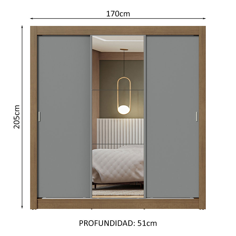 Ropero Closet Madesa 3 Puertas 1 Espejo MG