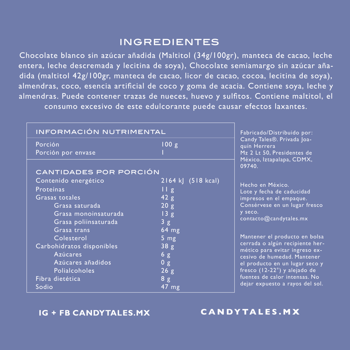 Candy Tales Almendra Coco sin Azúcar Añadida 100 gr c/u - 3 pz