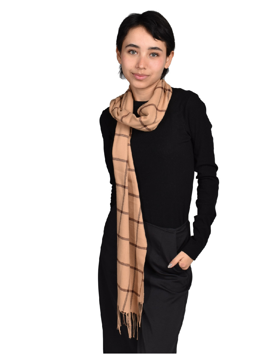 Bufanda Básica Unisex de Cuadros Café 