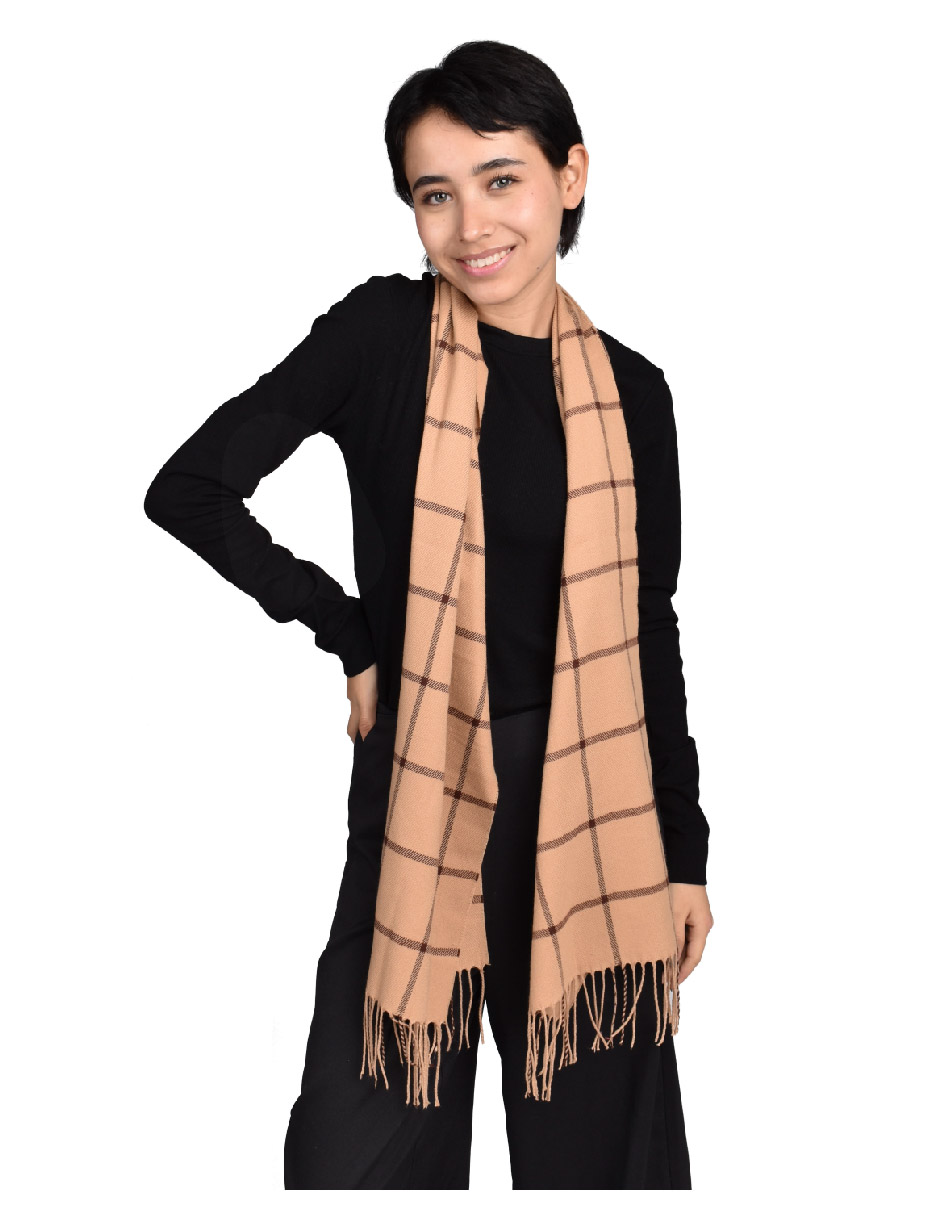 Bufanda Básica Unisex de Cuadros Café 