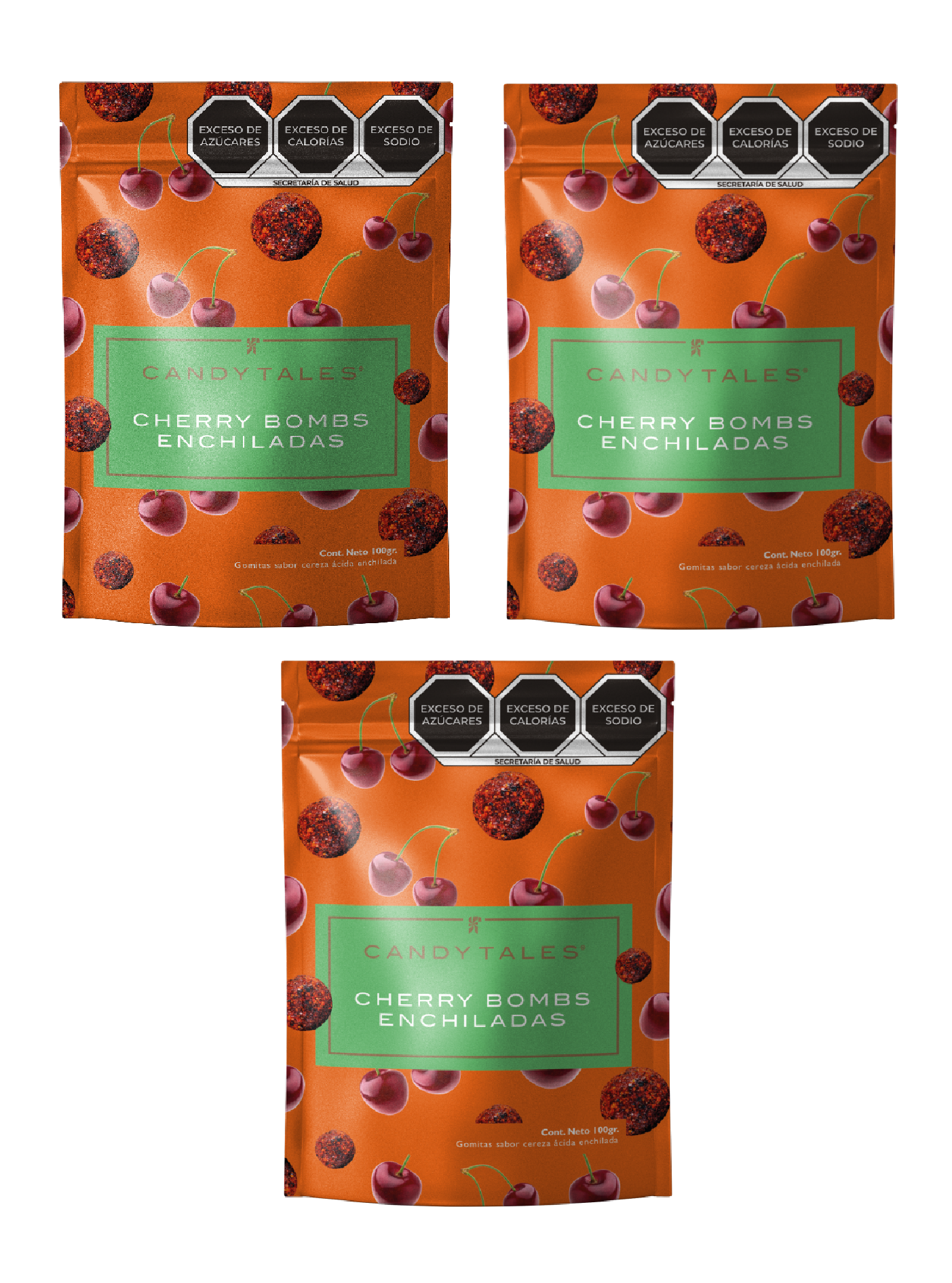 Candy Tales Cereza Ácida Enchilada (Cherry bombs) 100 gr c/u - 3 pz
