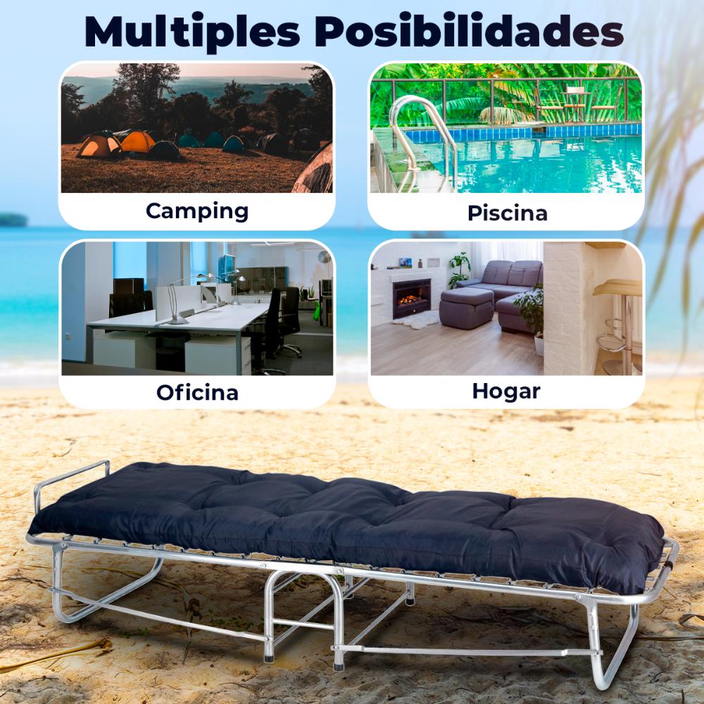 Catre Plegable Malla Metalica Colchoneta Algodón Camping Jaco.