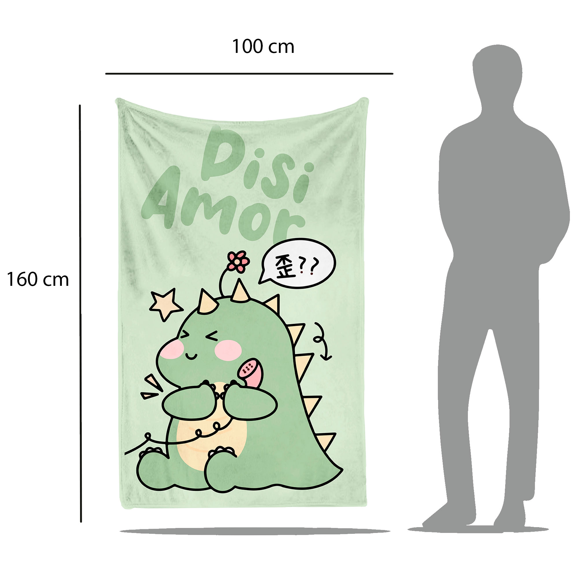 Cobija Manta Frazada Diseño De Dinosaurio Amor Pareja Verde Ultra Suave Y Ligera Alta Calidad.