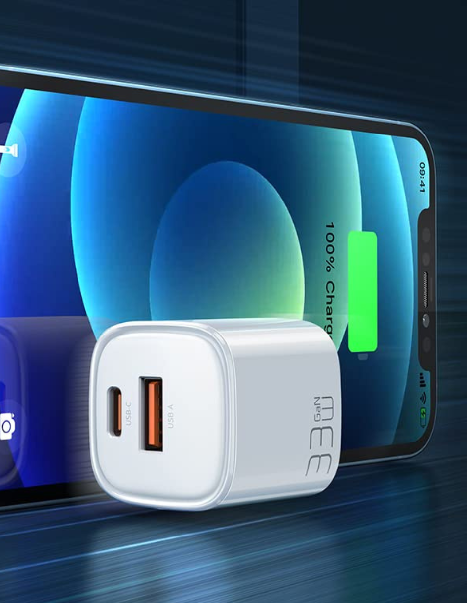 Mini Cubo De Carga Rápida Usb Y Pd De 33w Blanco