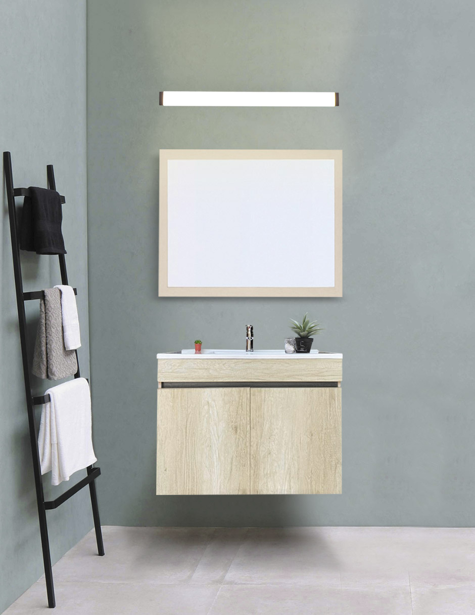 Gabinete De Baño Con Lavabo VINVENT Con Espejo Y Lampara