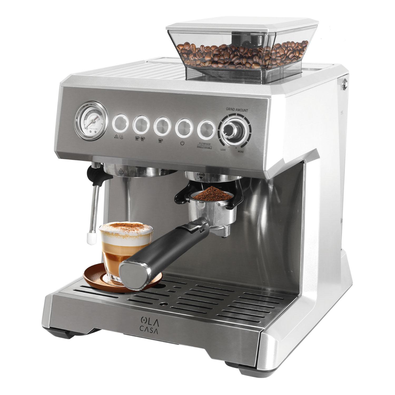 Cafetera Espresso Capuccino con Molino OLA CASA 