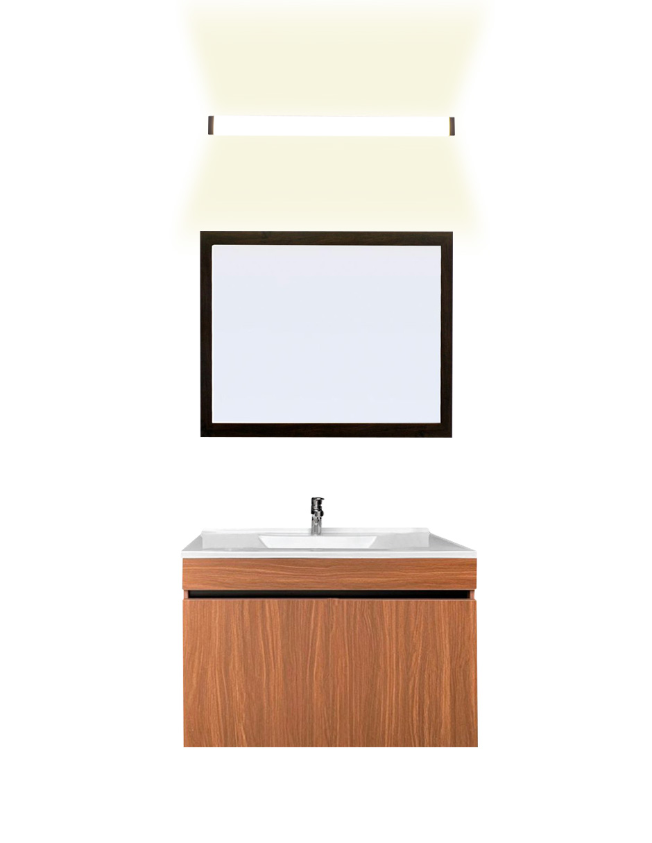 Gabinete De Baño Con Lavabo VINVENT Con Espejo Y Lampara