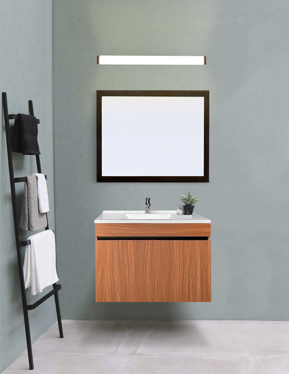 Gabinete De Baño Con Lavabo VINVENT Con Espejo Y Lampara