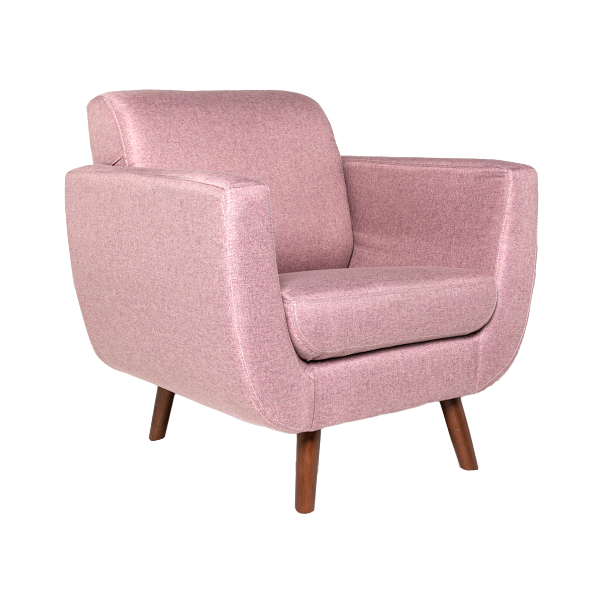 Sillón Individual con Tapizado Color Rosa. Estructura de Madera Sólida
