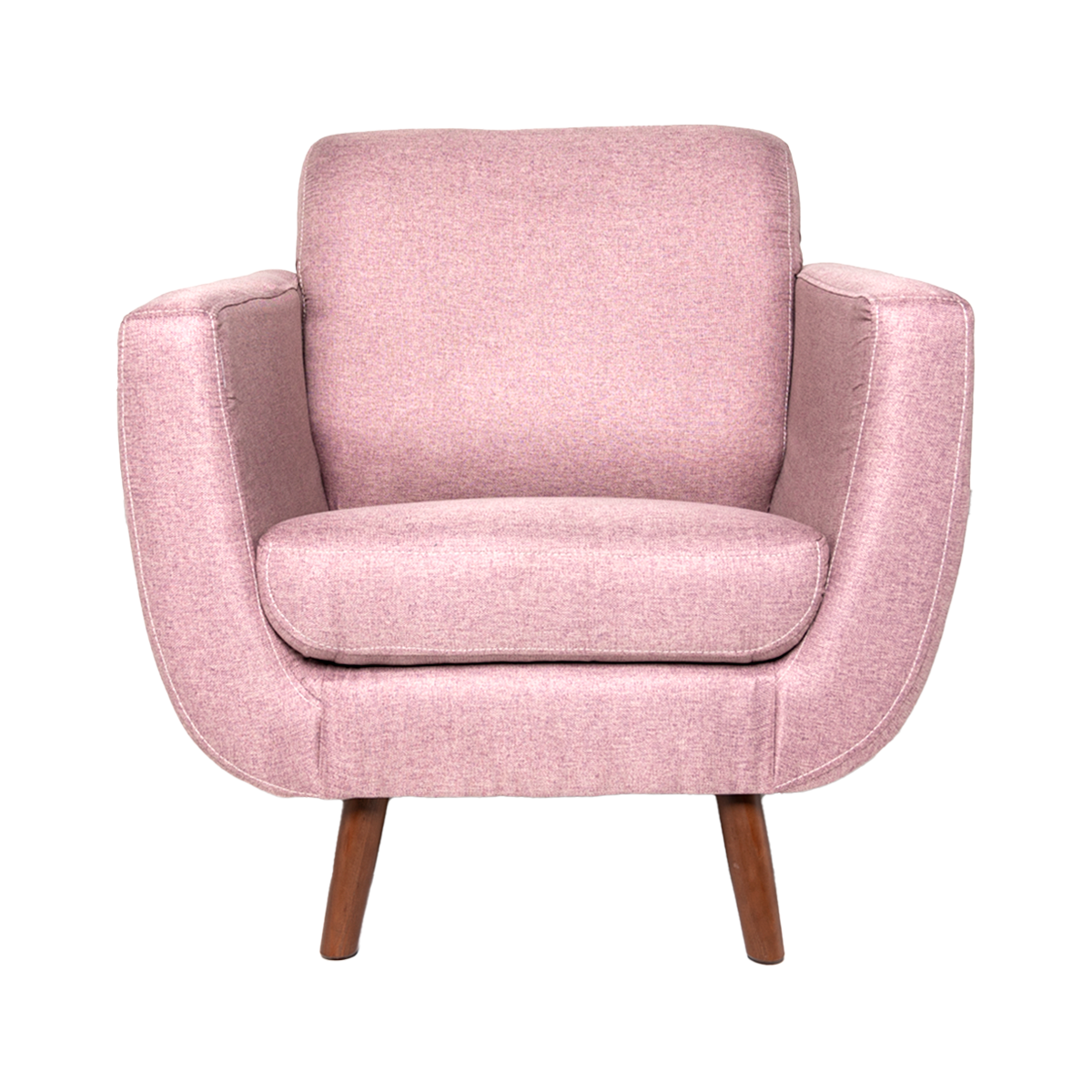 Sillón Individual con Tapizado Color Rosa. Estructura de Madera Sólida