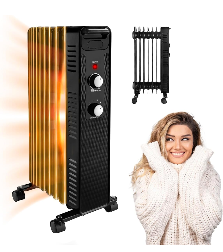 Calentador eléctrico ajustable 3 niveles portátil con ruedas 