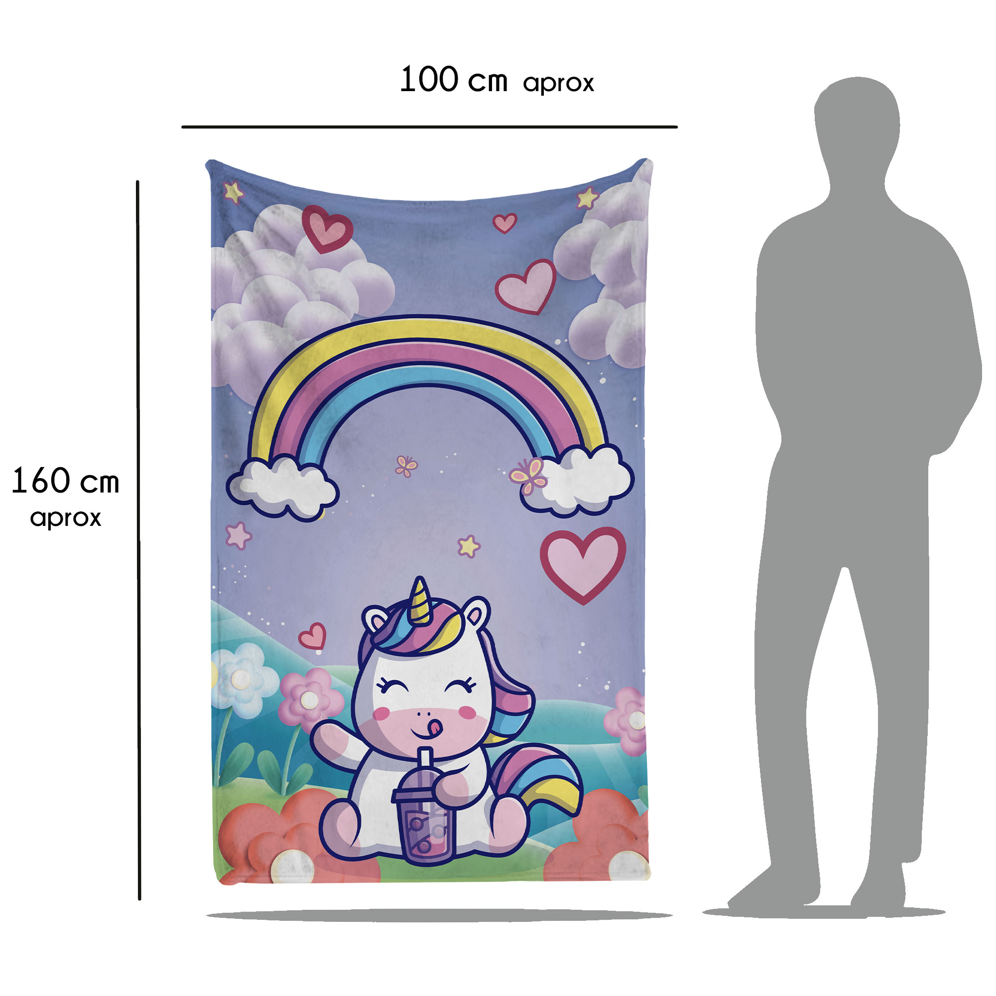Cobija Manta Frazada Diseño de Unicornio Kawaii Ultra Suave y Ligera de Alta Calidad