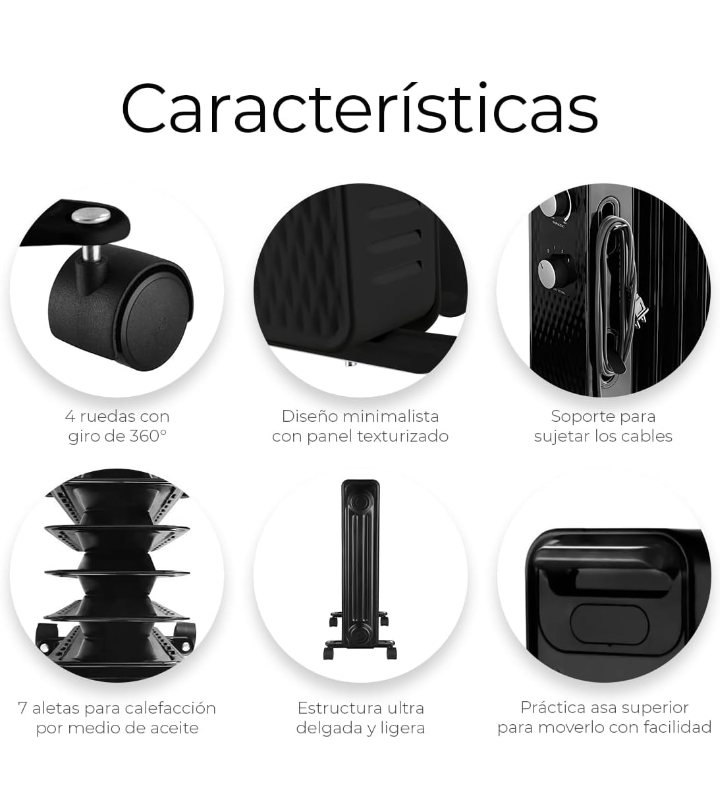 Calentador eléctrico ajustable 3 niveles portátil con ruedas 