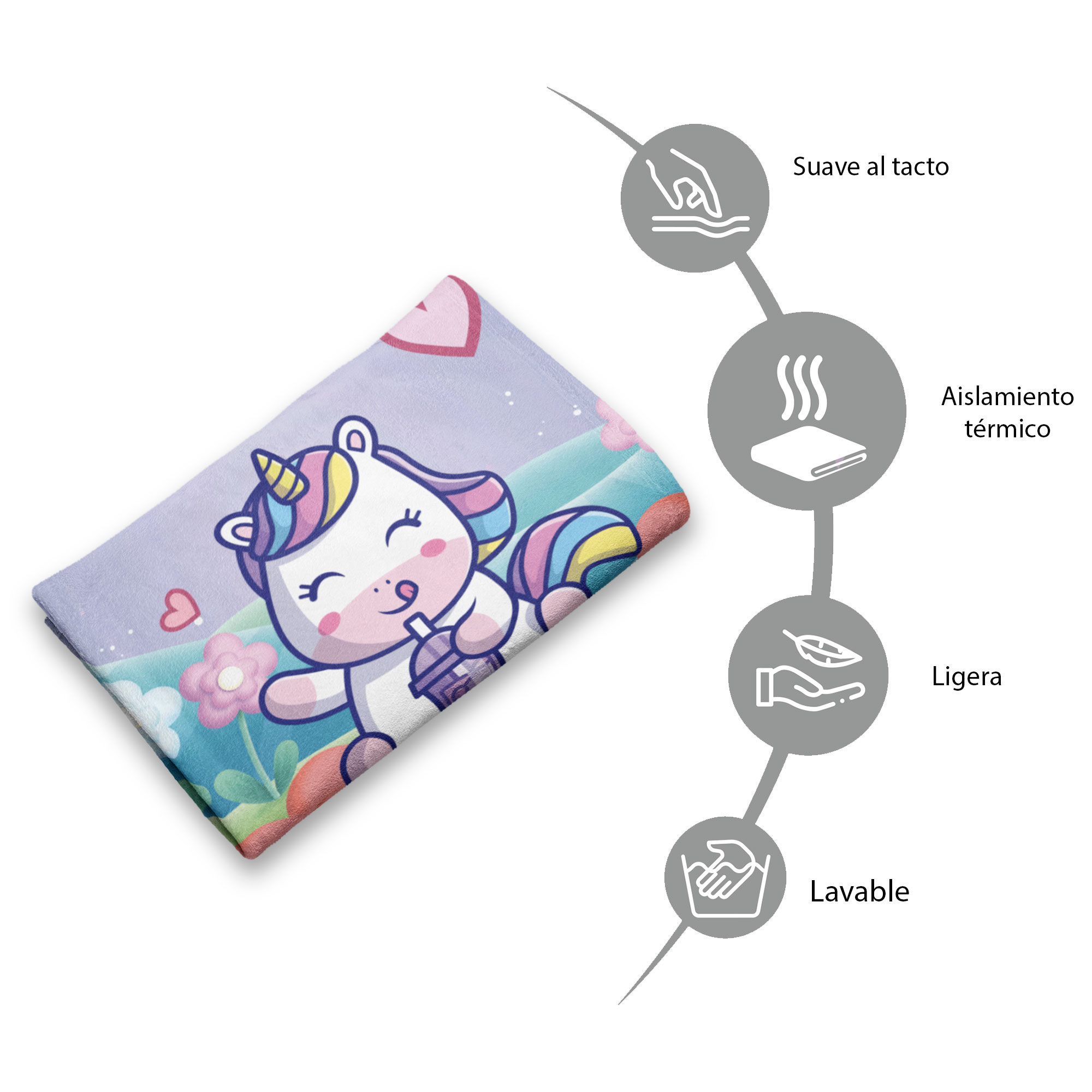 Cobija Manta Frazada Diseño de Unicornio Kawaii Ultra Suave y Ligera de Alta Calidad