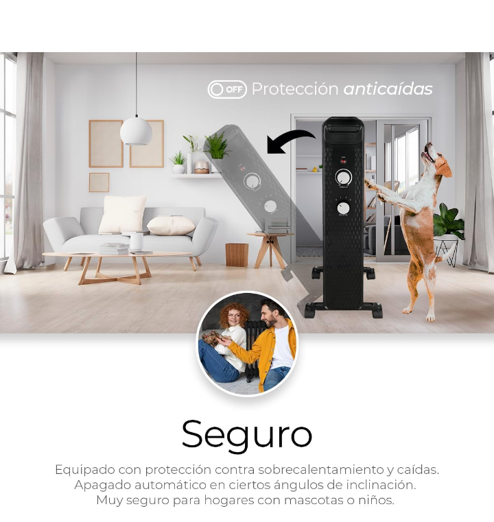 Calentador eléctrico ajustable 3 niveles portátil con ruedas 