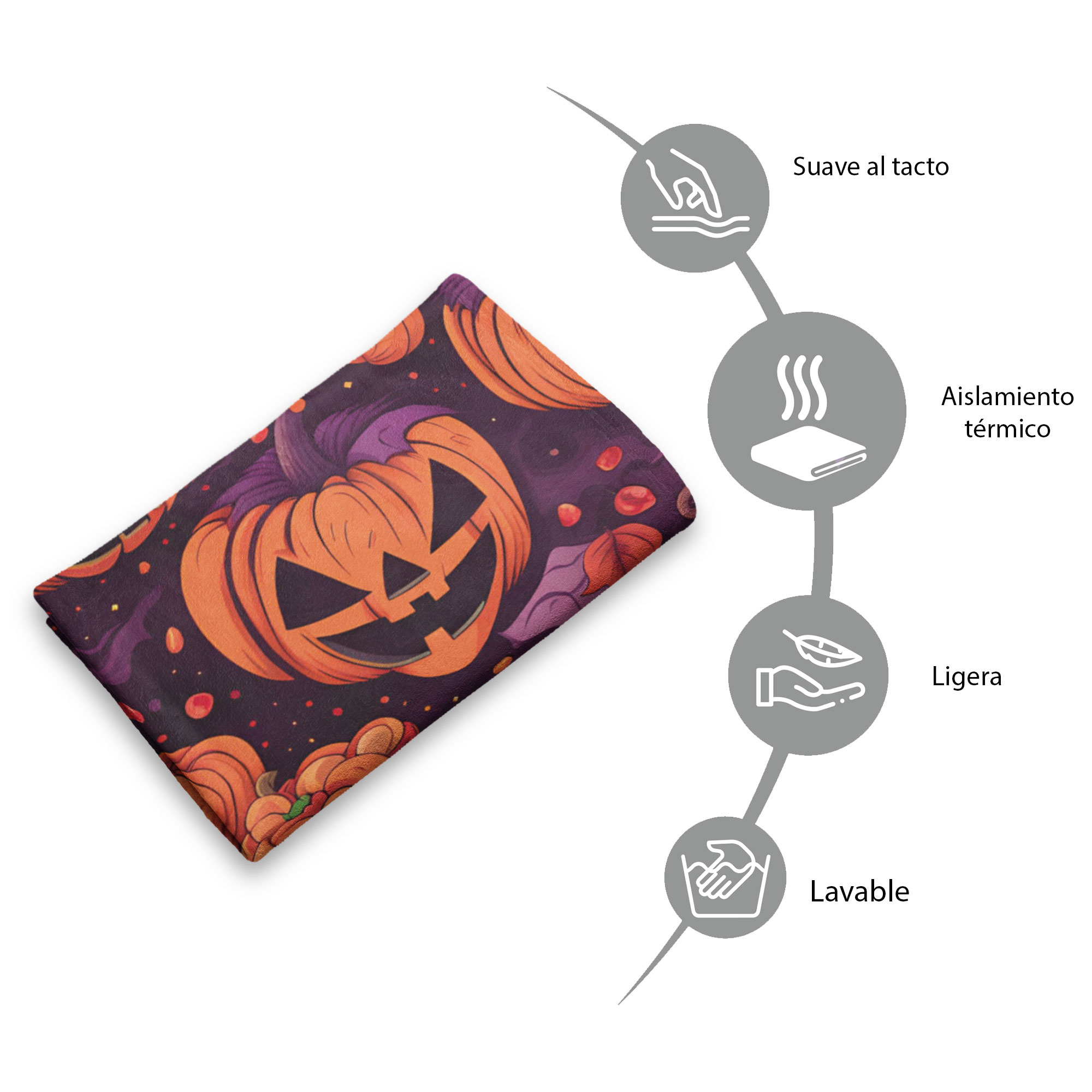 Cobija Manta Frazada Diseño de Calabaza Halloween Ultra Suave y Ligera de Alta Calidad