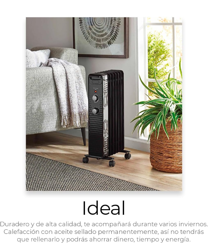 Calentador eléctrico ajustable 3 niveles portátil con ruedas 
