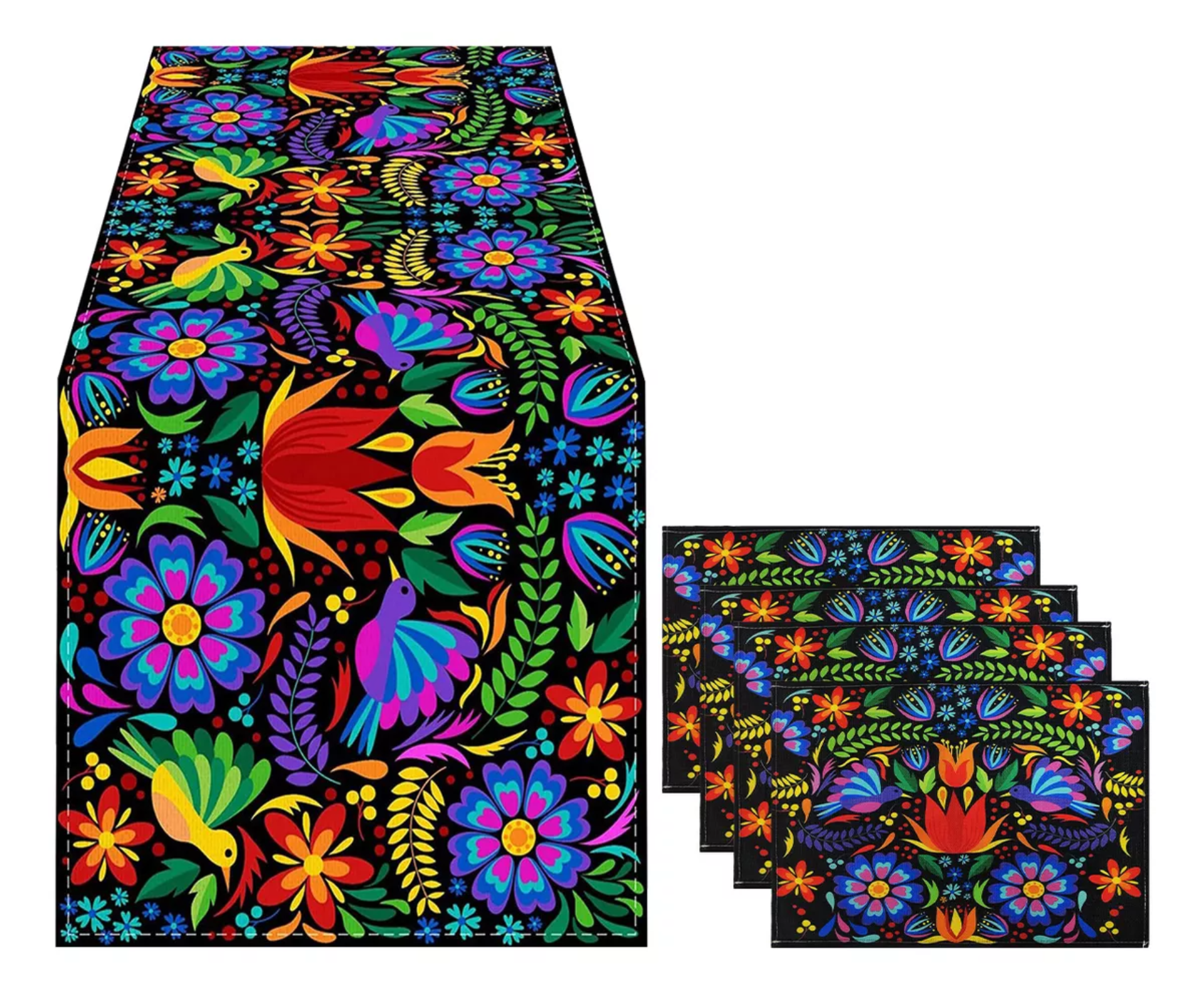 Camino De Mesa De Fiestas Mexicano Y 4 Manteles Individuales