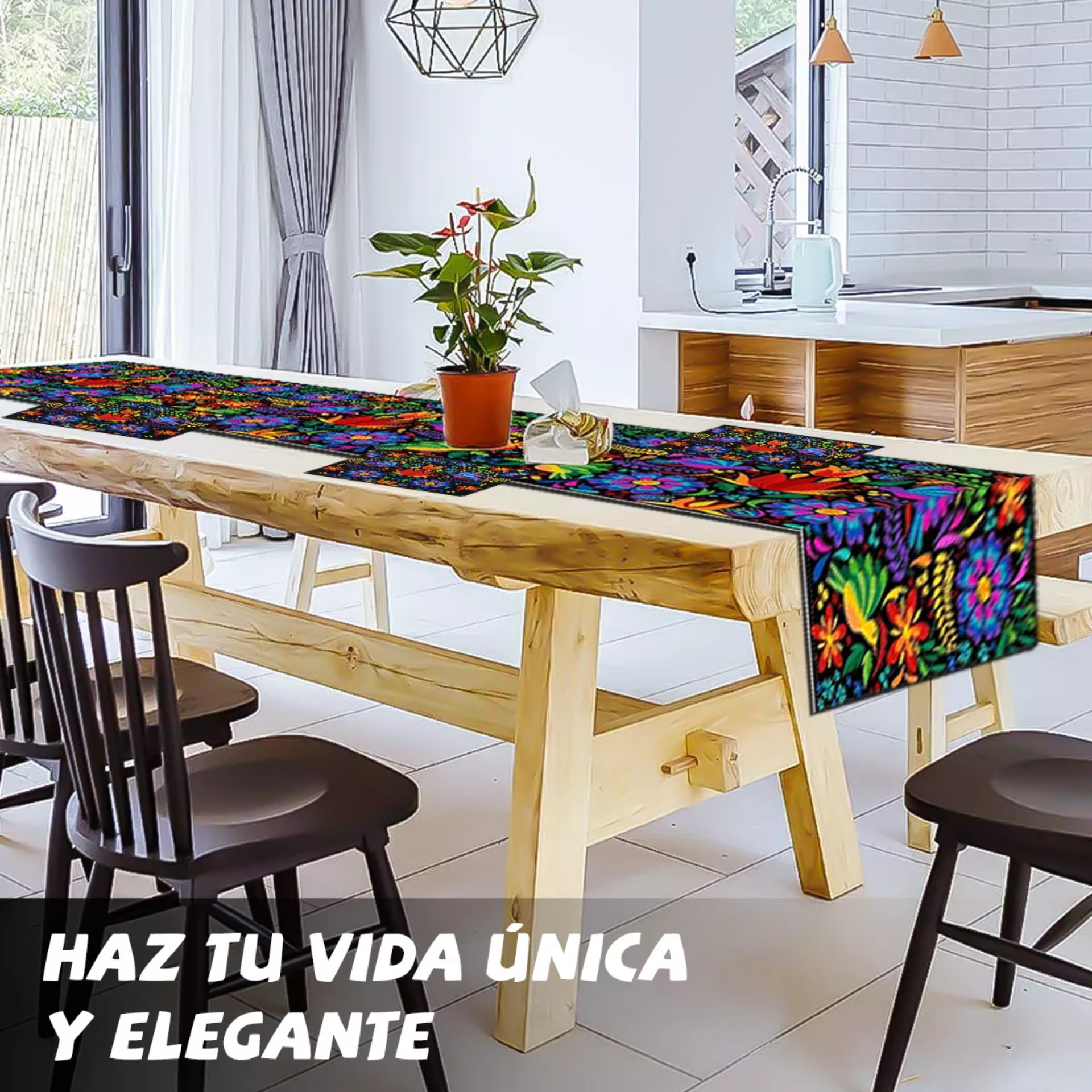 Camino De Mesa De Fiestas Mexicano Y 4 Manteles Individuales