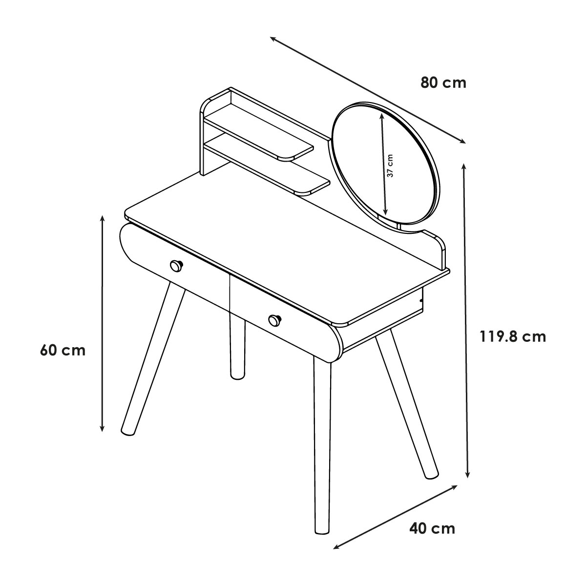 Buro Tocador Espejo Con Foco Comoda Minimalista Recamara