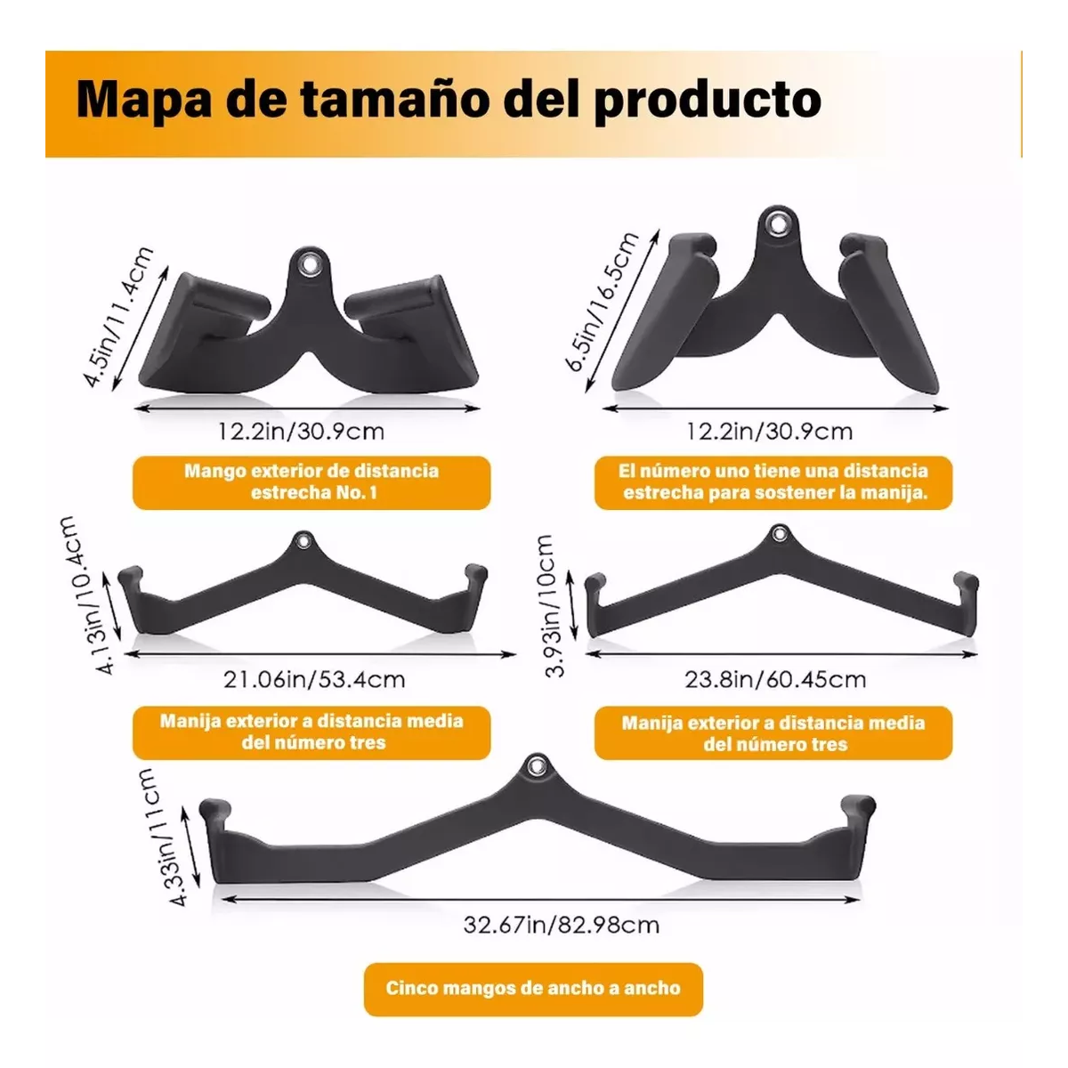 Kit Agarre Jalon Remo Grip Polea Espalda Ejercicio Gym 5 Pcs
