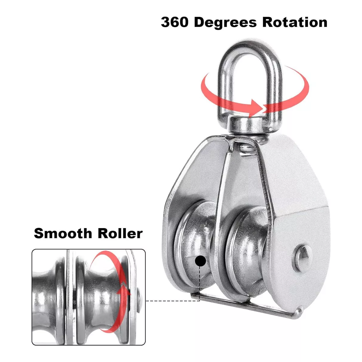 Par 2 Poleas Dobles De Acero Inoxidable Pueden Soportar 250 Kg