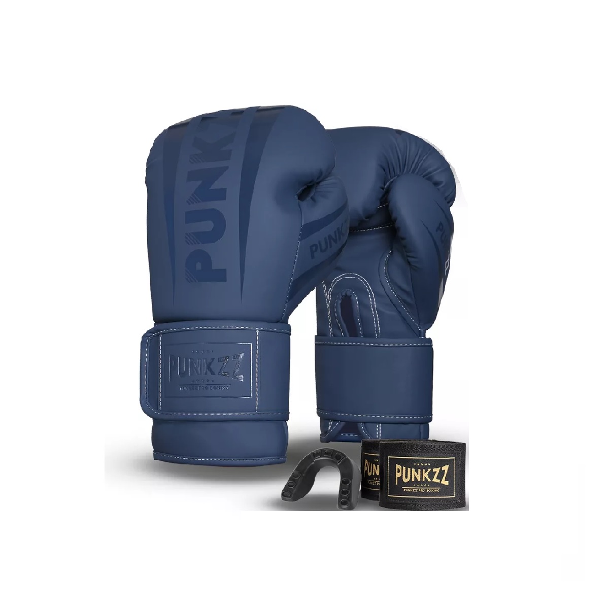 Guantes De Box Punkzz Para Kickboxing,strap Velcro Azul Oscuro 16oz