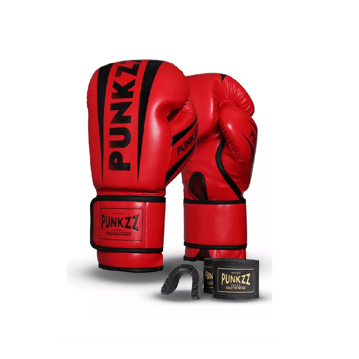 Guantes De Box Punkzz Para Kickboxing,strap Velcro Rojo 16Oz