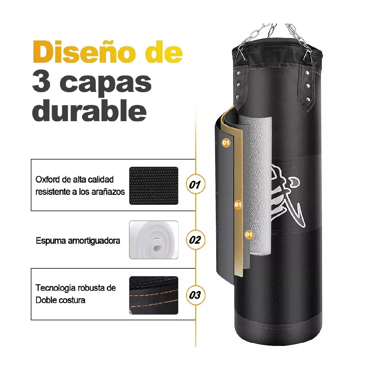 Kit De Costal De Box Con Guantes Saco De Boxeo Profesional 