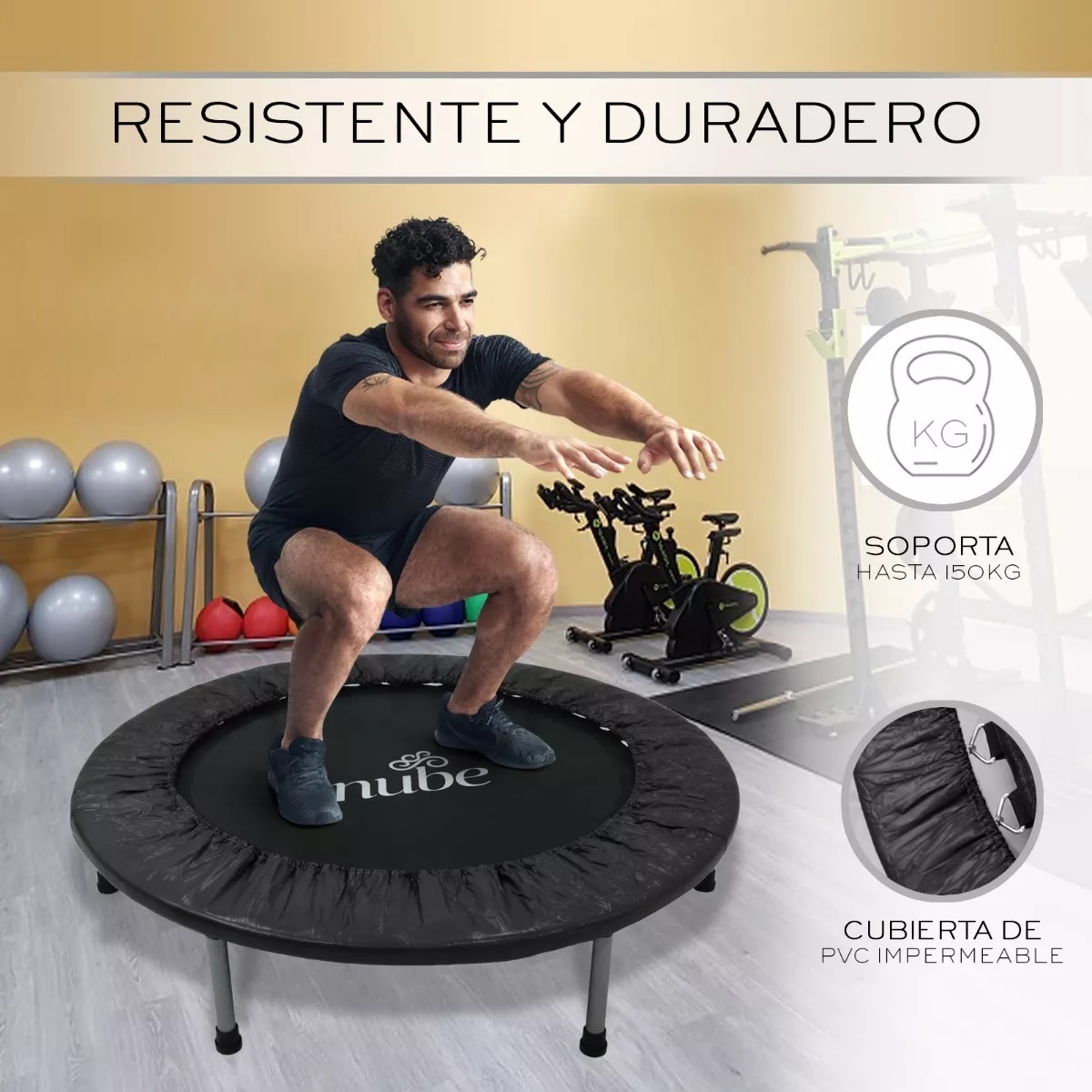 Trampolín Brincolín Para Aeróbicos Fitness Jumping Ejercicio Negro