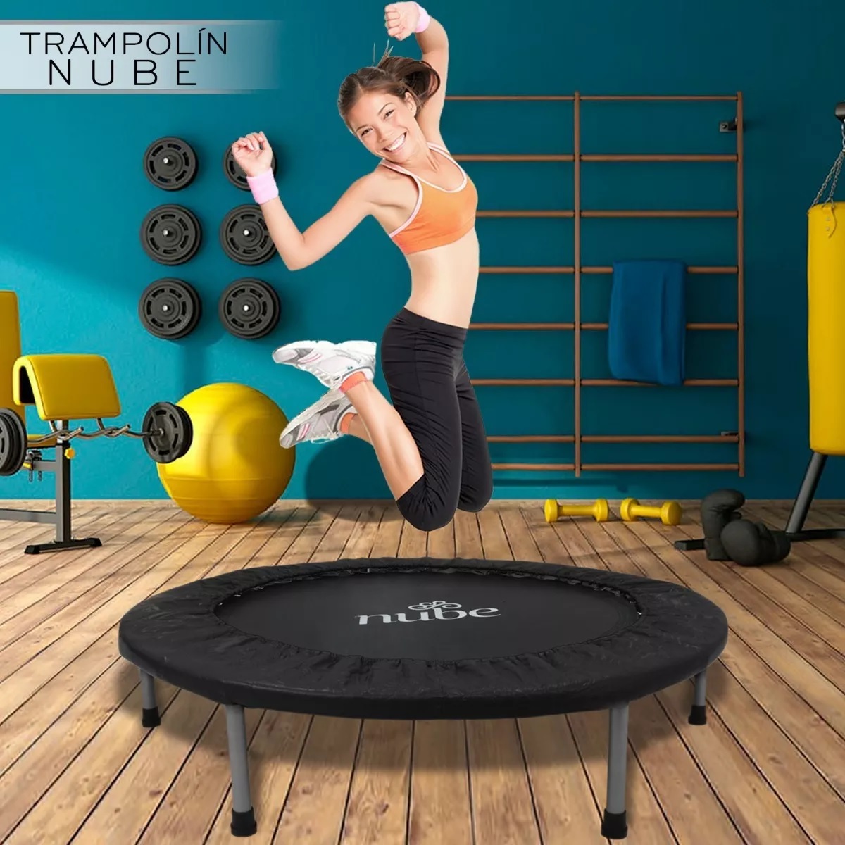 Trampolín Brincolín Para Aeróbicos Fitness Jumping Ejercicio Negro
