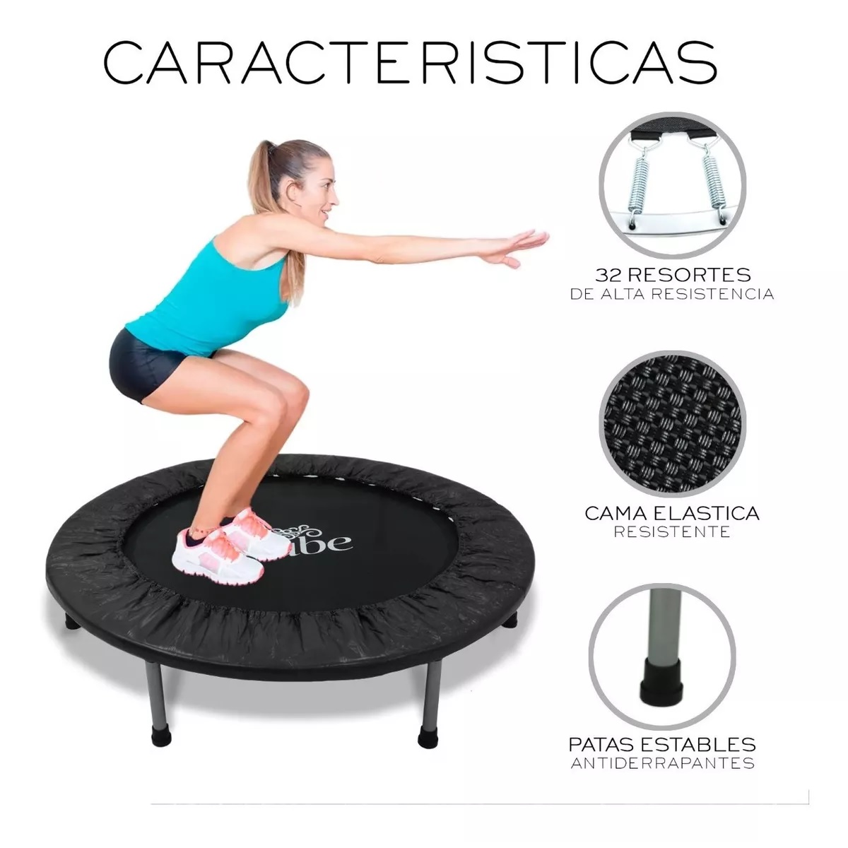 Trampolín Brincolín Para Aeróbicos Fitness Jumping Ejercicio Negro