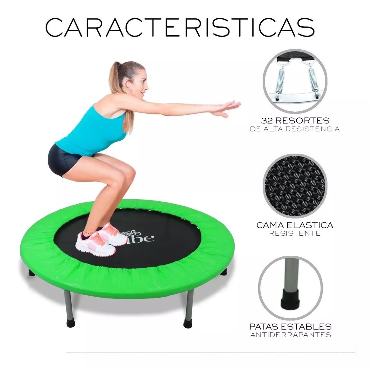 Trampolín Brincolín Para Aeróbicos Fitness Jumping Ejercicio Verde