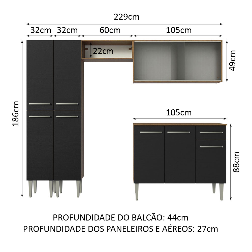 Cocina Integral Completa Modular Madesa Emilly 229cm MN 05