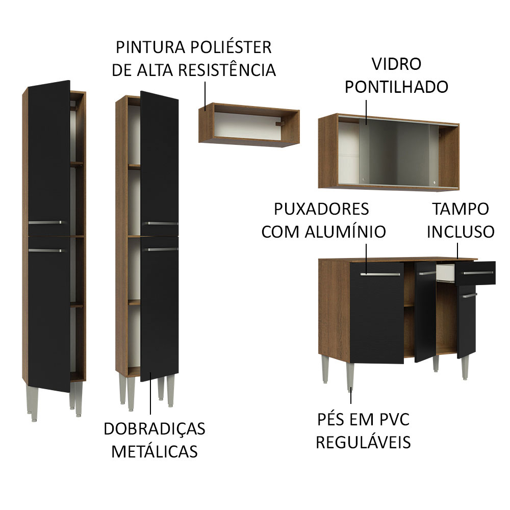 Cocina Integral Completa Modular Madesa Emilly 229cm MN 05