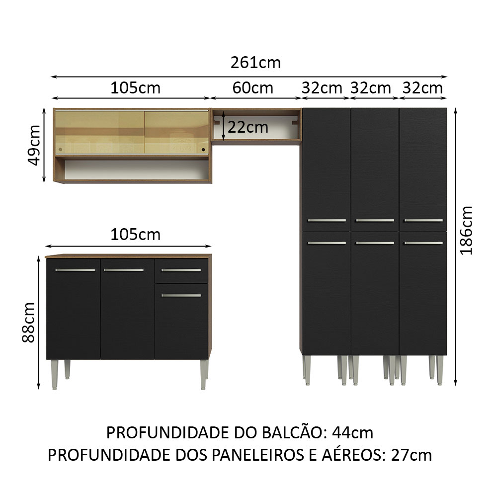 Cocina Integral Completa Modular Madesa Emilly 261cm MN 08