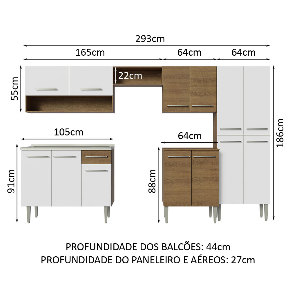 Cocina Integral Completa Modular Madesa Emilly Con Tarja MBM