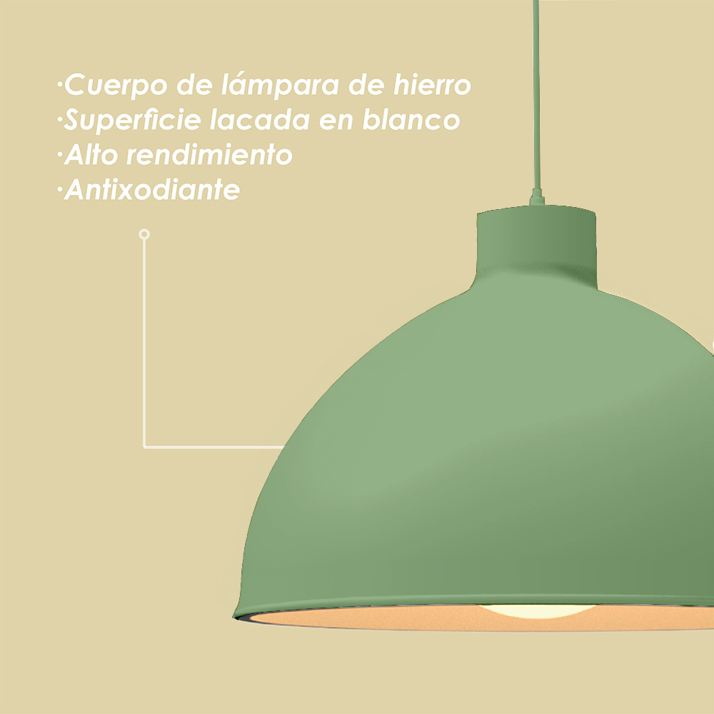 Lámpara Colgante Ilios Innova 117b Color Verde Semiesférica