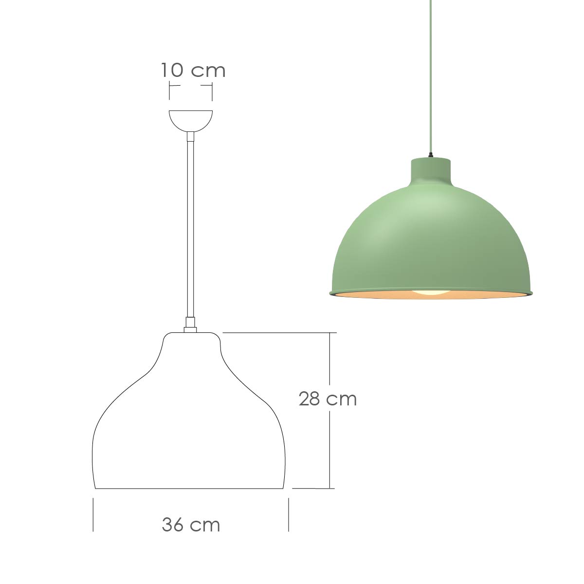 Lámpara Colgante Ilios Innova 117b Color Verde Semiesférica