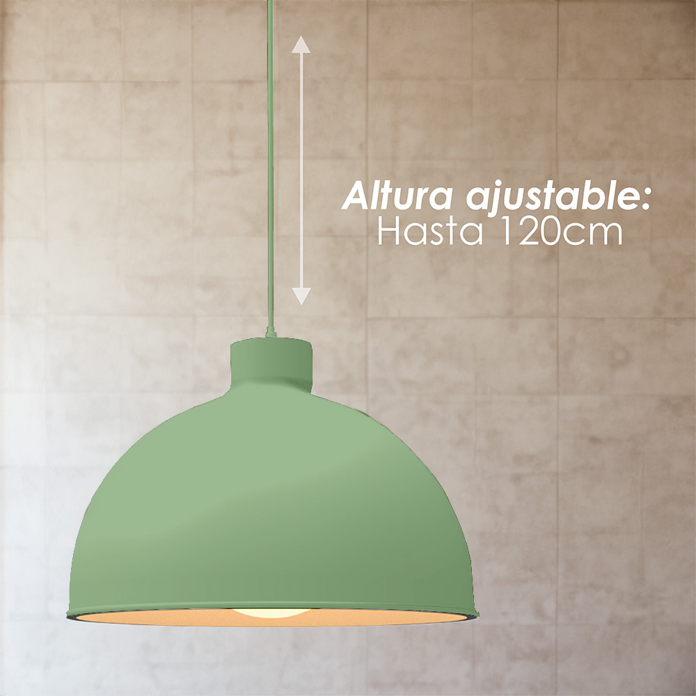 Lámpara Colgante Ilios Innova 117b Color Verde Semiesférica