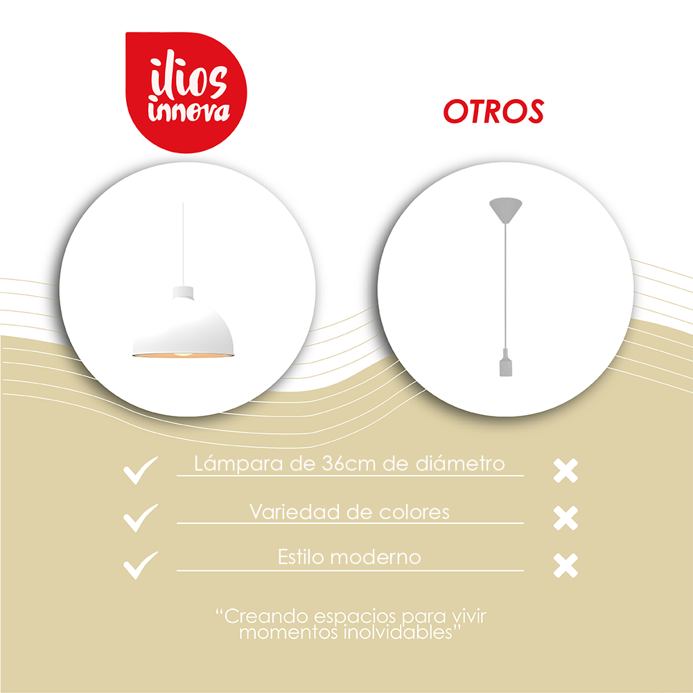 Lámpara Colgante Ilios Innova 117b Color Verde Semiesférica