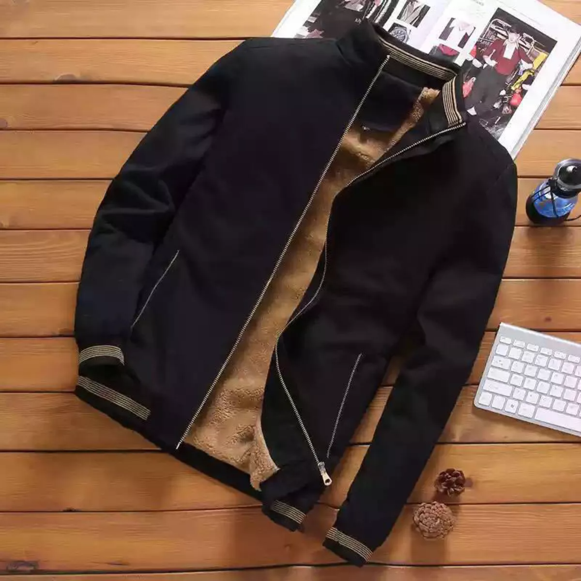 Chamarra Con Forro De Felpa Termica Para Hombre Casual