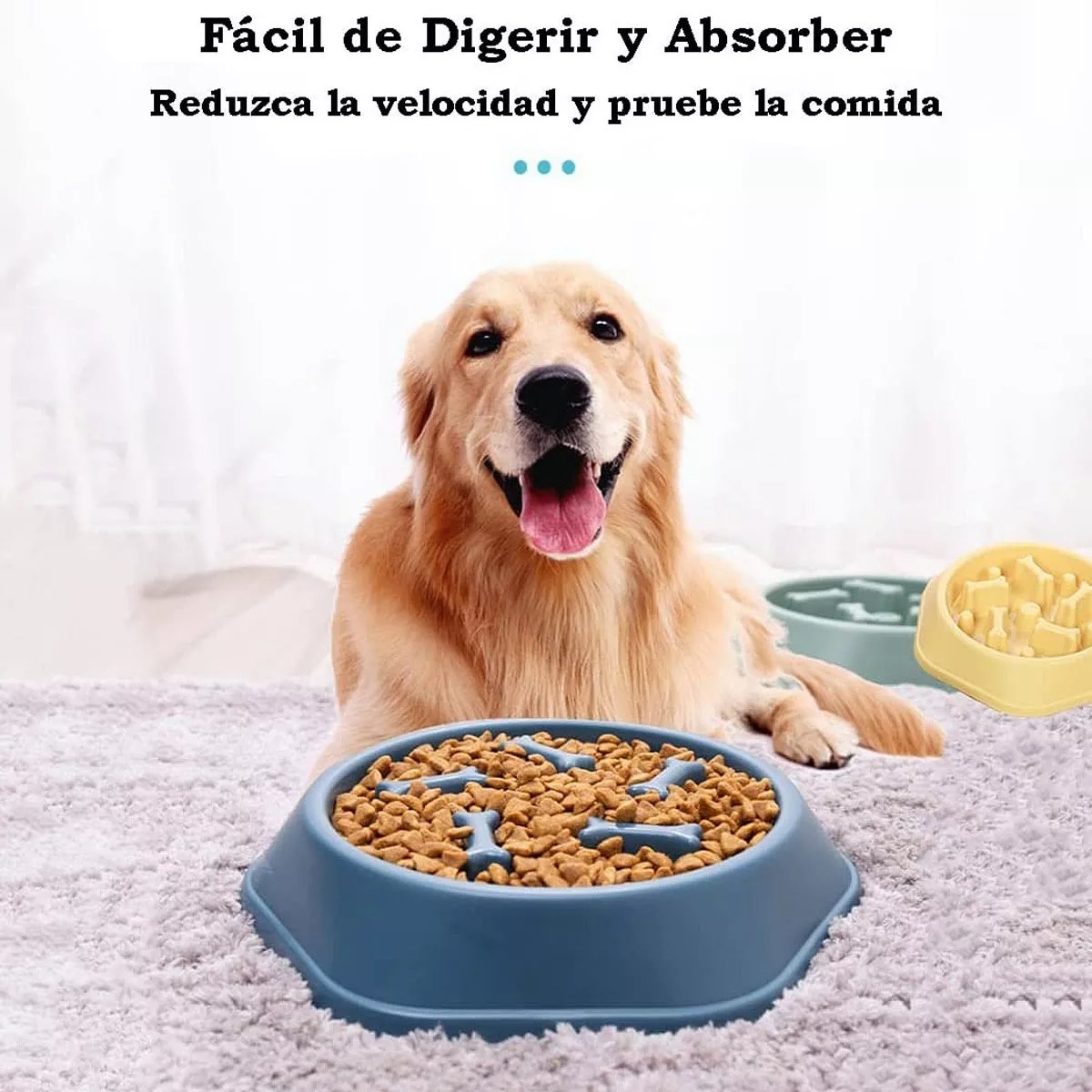 Plato De Alimentación Lenta Para Perro Mascota Comederos amarillo