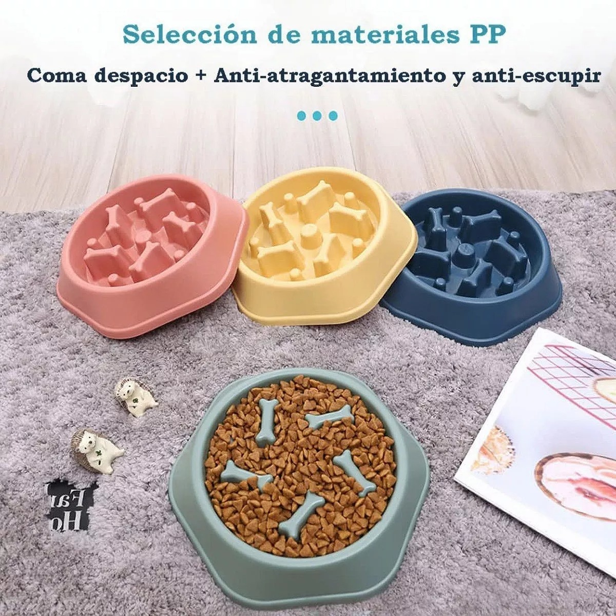 Plato De Alimentación Lenta Para Perro Mascota Comederos amarillo